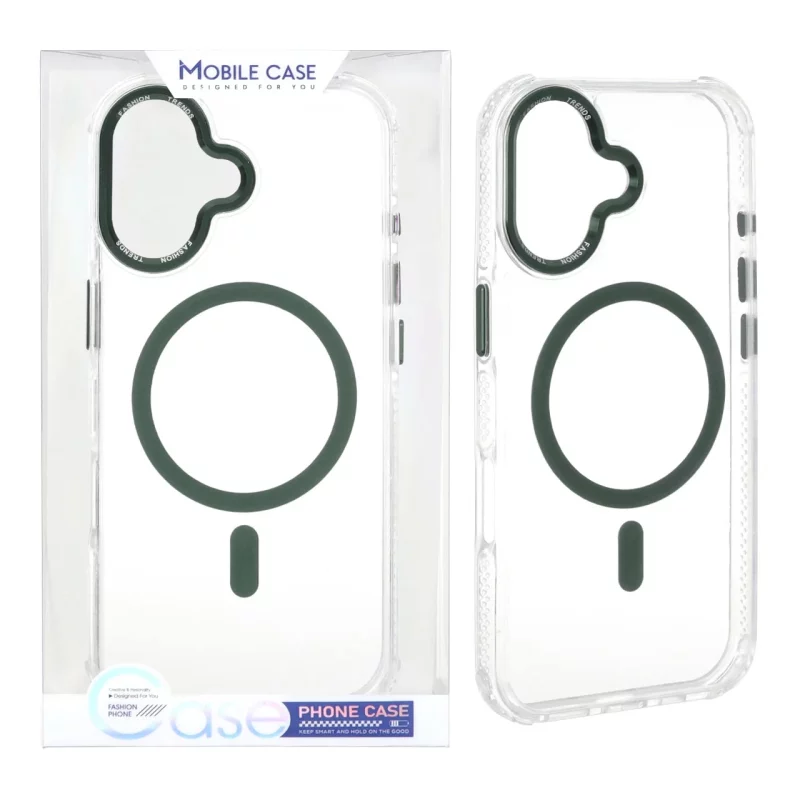 قاب اورجینال Fashion Trends شفاف پشت سخت MagSafe مدل Apple iPhone 17 - سبز (پک دار) - تصویر 2