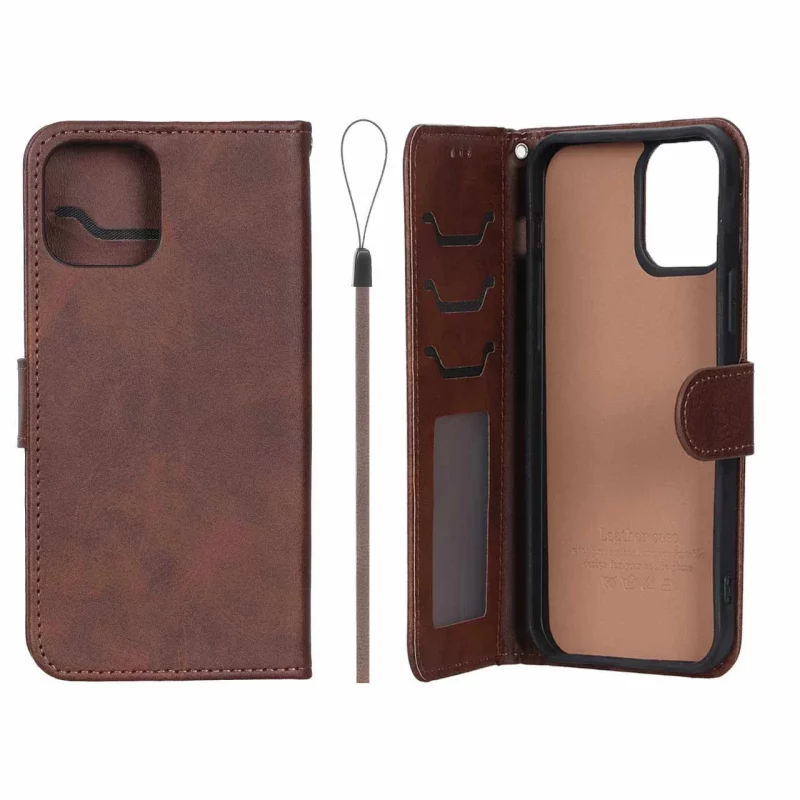 کیف موبایل مگنتی درجه یک داخل خز MNC Plus مدل Apple iPhone 12 Pro / iPhone 12 - قهوه ای - تصویر 2