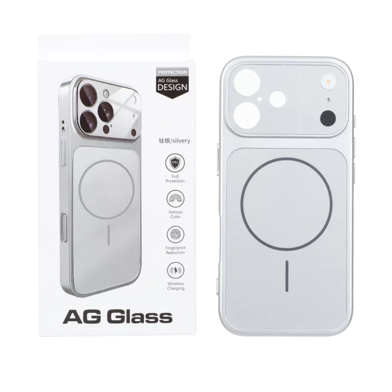 قاب اورجینال AG Glass محافظ لنز برجسته براق Magsafe مدل Apple iPhone 17 - نقره ای - تصویر 2