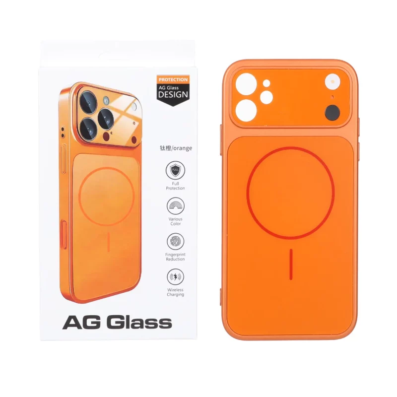 قاب اورجینال AG Glass محافظ لنز برجسته براق Magsafe مدل Apple iPhone 11 - نارنجی - تصویر 2
