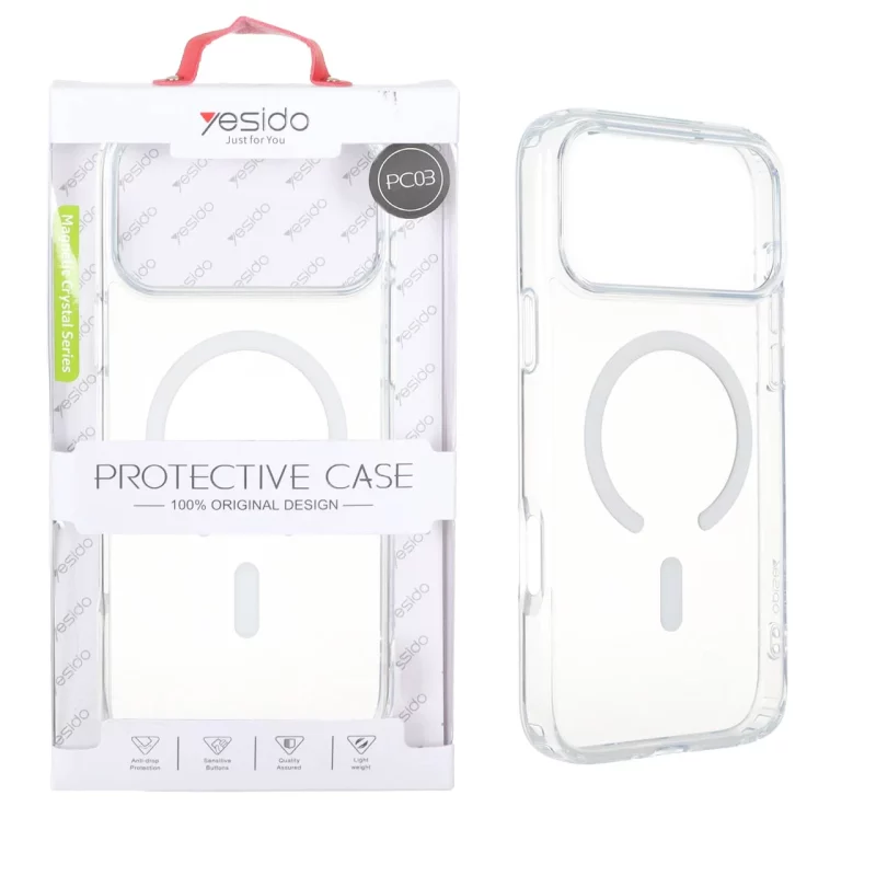 قاب اورجینال Yesido PC03 شفاف MagSafe مدل Apple iPhone 17 Pro Max (پک دار) - تصویر 2