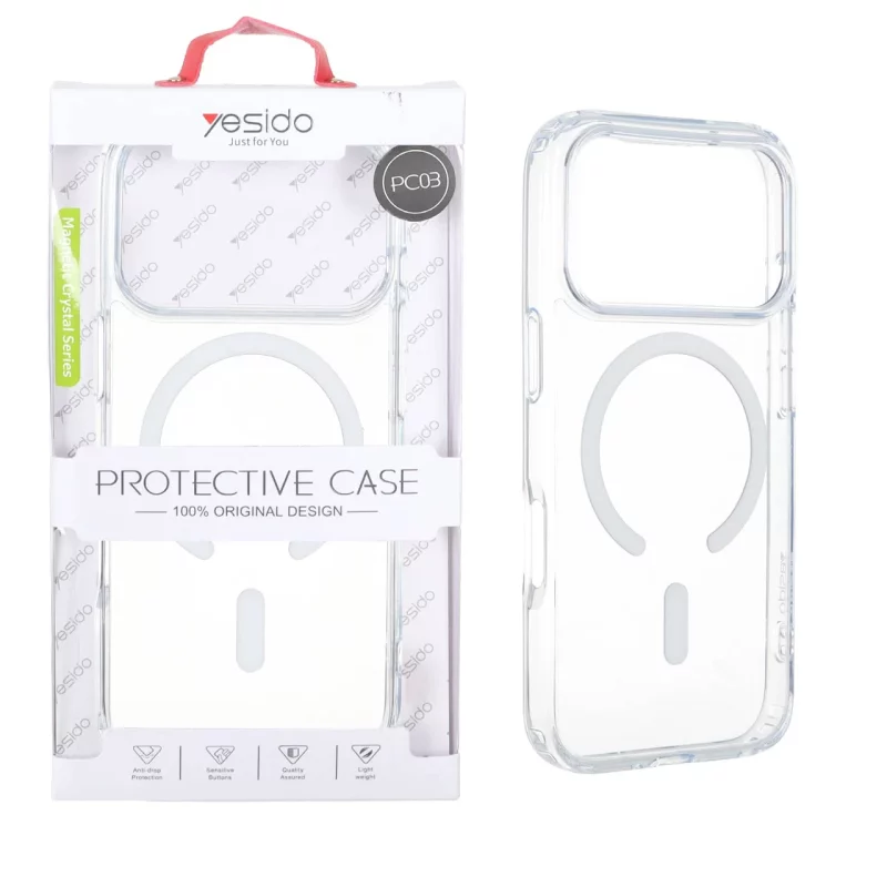 قاب اورجینال Yesido PC03 شفاف MagSafe مدل Apple iPhone 17 Pro (پک دار) - تصویر 2