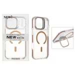قاب اورجینال New Skin شفاف کریستالی MagSafe لنز استندشو Apple iPhone 17 Pro Max - صحرایی (پک دار)