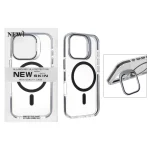 قاب اورجینال New Skin شفاف کریستالی MagSafe لنز استندشو Apple iPhone 16 Pro - مشکی (پک دار)