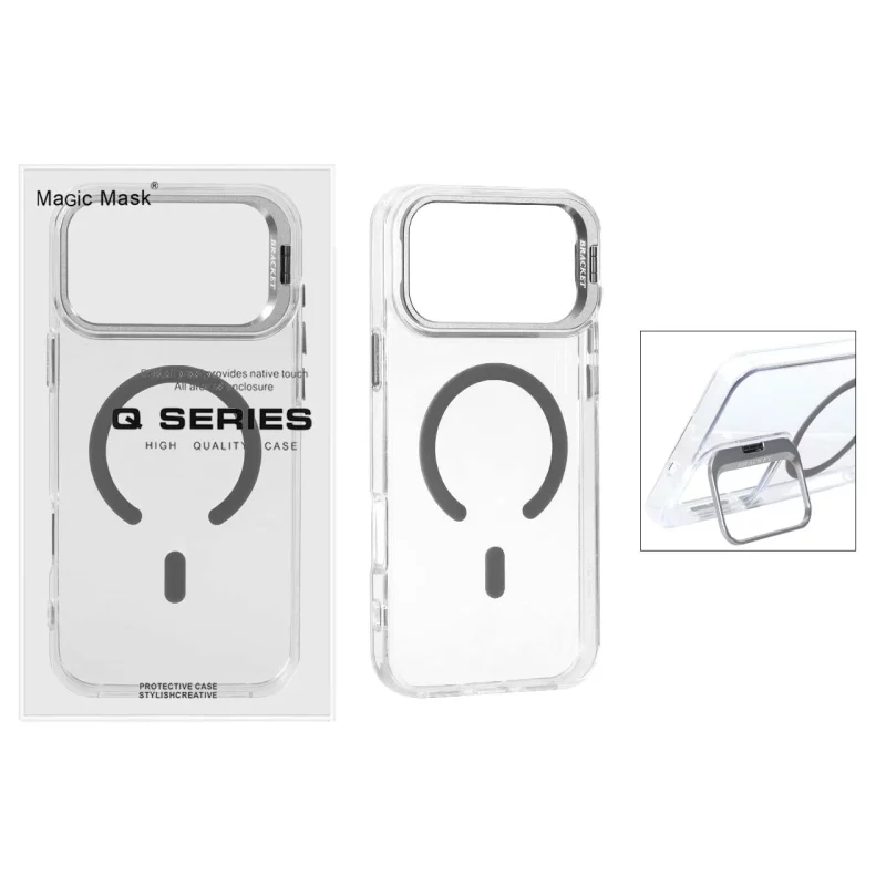 قاب اورجینال Q Series Bracket کریستالی Magsafe لنز استندشو Apple iPhone 17 Pro - خاکستری (پک دار) - تصویر 2