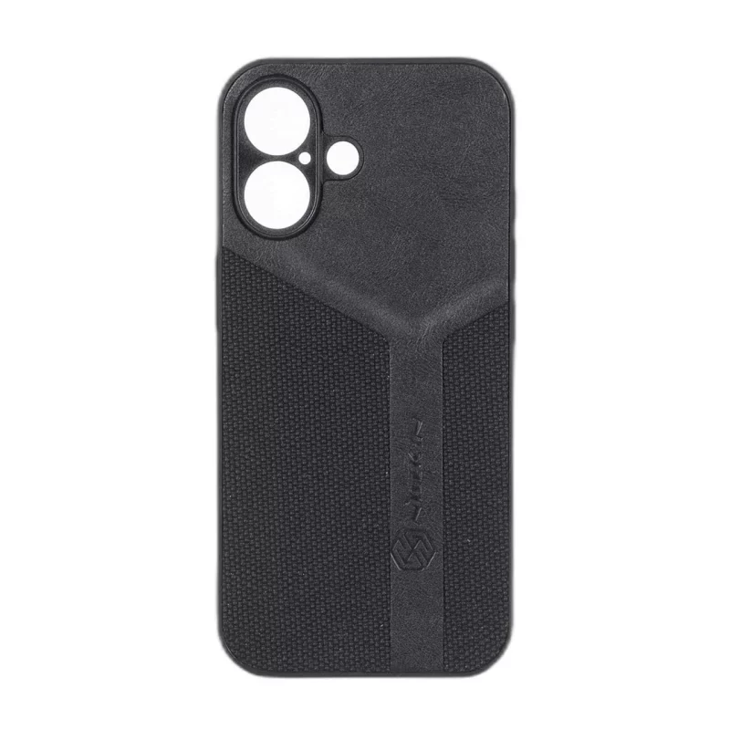 قاب چرمی سوزنی Nillkin دو تکه محافظ لنزدار Apple iPhone 16 - مشکی - تصویر 2