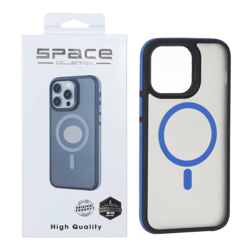 قاب Space مات Magsafe دور هاشور Apple iPhone 14 Pro Max - آبی (پک دار) - تصویر 2