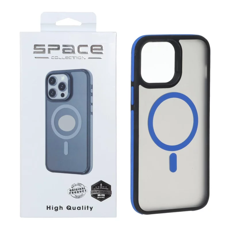 قاب Space مات Magsafe دور هاشور Apple iPhone 13 Pro Max - آبی (پک دار) - تصویر 2