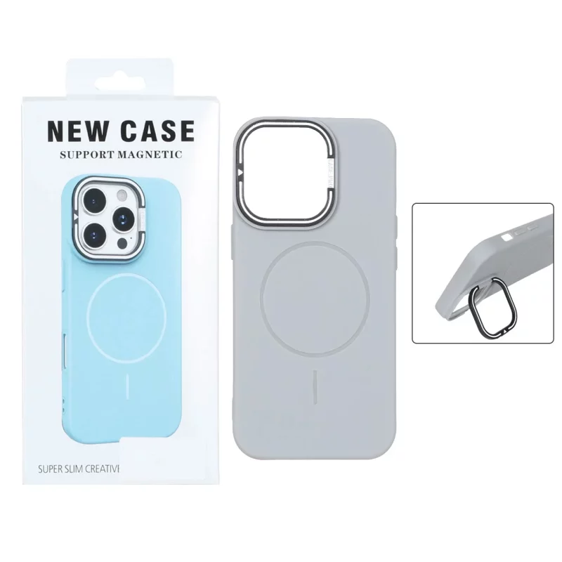قاب Case Pro دور لنز خطی استندشو MagSafe مدل Apple iPhone 13 Pro - طوسی (پک دار) - تصویر 2