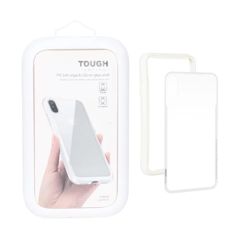 قاب Joyroom دور بامپر پشت شیشه ای Apple iPhone X / iPhone XS - سفید (پک دار) - تصویر 2