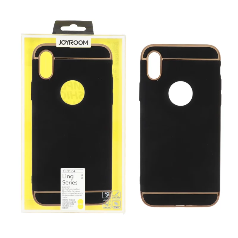 قاب joyroom دور طلایی Ling SeriesApple iPhone X / iPhone XS - مشکی (پک دار) - تصویر 2