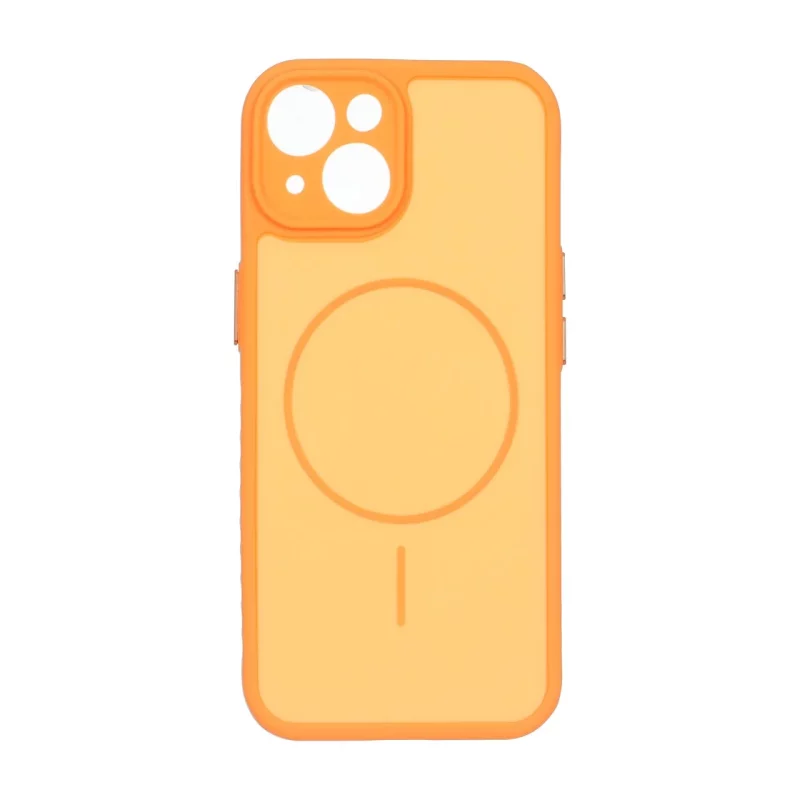 قاب Soft طرح مگ سیف محافظ لنزدار Apple iPhone 15 - نارنجی - تصویر 2