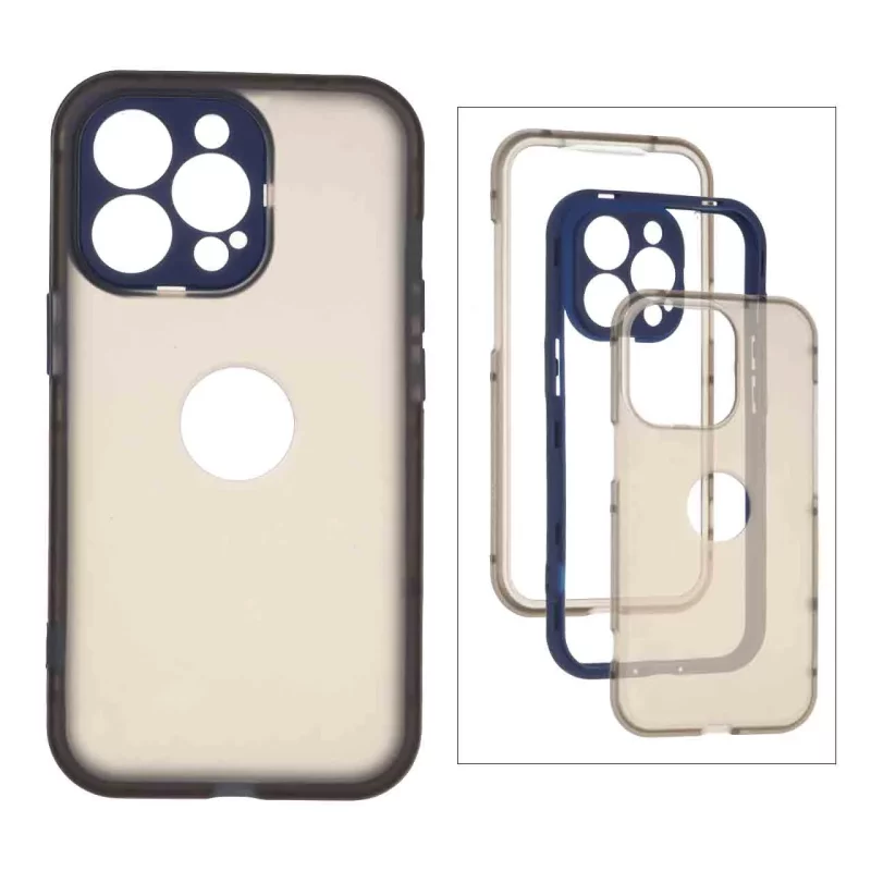 قاب 360 درجه پشت مات Apple iPhone 13 Pro - سرمه ای - تصویر 2