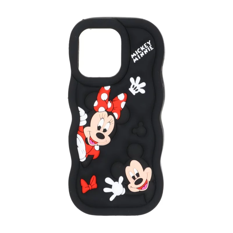 قاب سیلیکونی کنگره ای Mickey Minnie برجسته فانتزی Apple iPhone 15 Pro Max - مشکی - تصویر 2