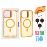 قاب Case Pro لنز آلومینیومی مات Magsafe با ست محافظ لنز رینگی مدل Apple iPhone 13 Pro Max - نارنجی (پک دار)