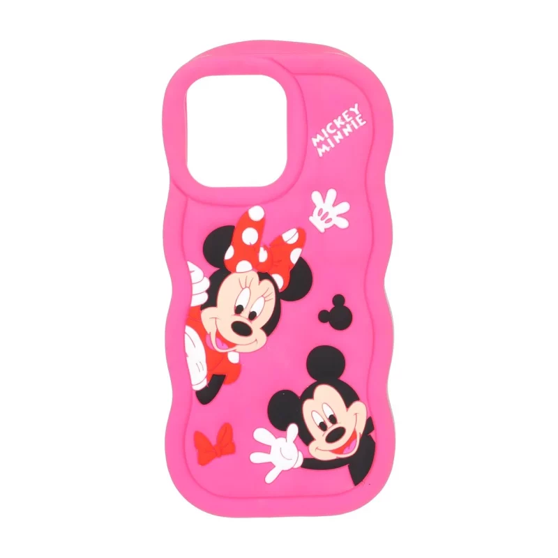 قاب سیلیکونی کنگره ای Mickey Minnie برجسته فانتزی Apple iPhone 16 Pro Max - سرخابی - تصویر 2