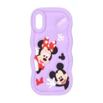 قاب سیلیکونی کنگره ای Mickey Minnie برجسته فانتزی Apple iPhone X / iPhone XS - بنفش روشن