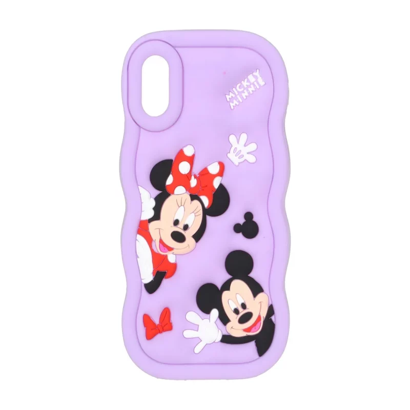 قاب سیلیکونی کنگره ای Mickey Minnie برجسته فانتزی Apple iPhone X / iPhone XS - بنفش روشن - تصویر 2