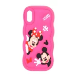 قاب سیلیکونی کنگره ای Mickey Minnie برجسته فانتزی Apple iPhone X / iPhone XS - سرخابی