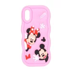 قاب سیلیکونی کنگره ای Mickey Minnie برجسته فانتزی Apple iPhone X / iPhone XS - صورتی