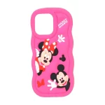 قاب سیلیکونی کنگره ای Mickey Minnie برجسته فانتزی Apple iPhone 14 Pro Max - سرخابی