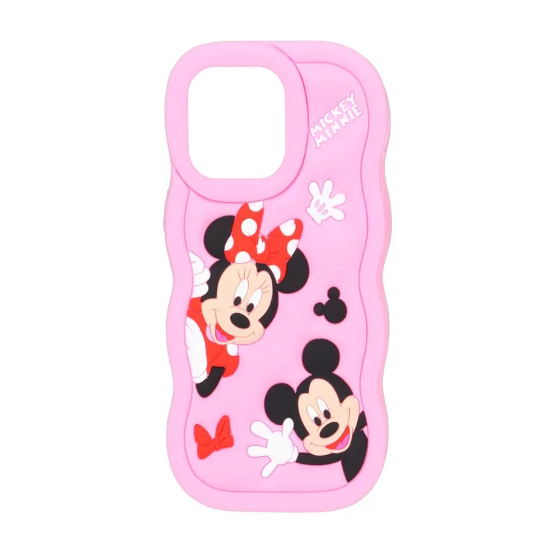 قاب سیلیکونی کنگره ای Mickey Minnie برجسته فانتزی Apple iPhone 14 Pro Max - صورتی - تصویر 2