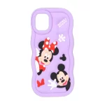 قاب سیلیکونی کنگره ای Mickey Minnie برجسته فانتزی Apple iPhone 11 - بنفش روشن