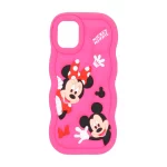 قاب سیلیکونی کنگره ای Mickey Minnie برجسته فانتزی Apple iPhone 11 - سرخابی