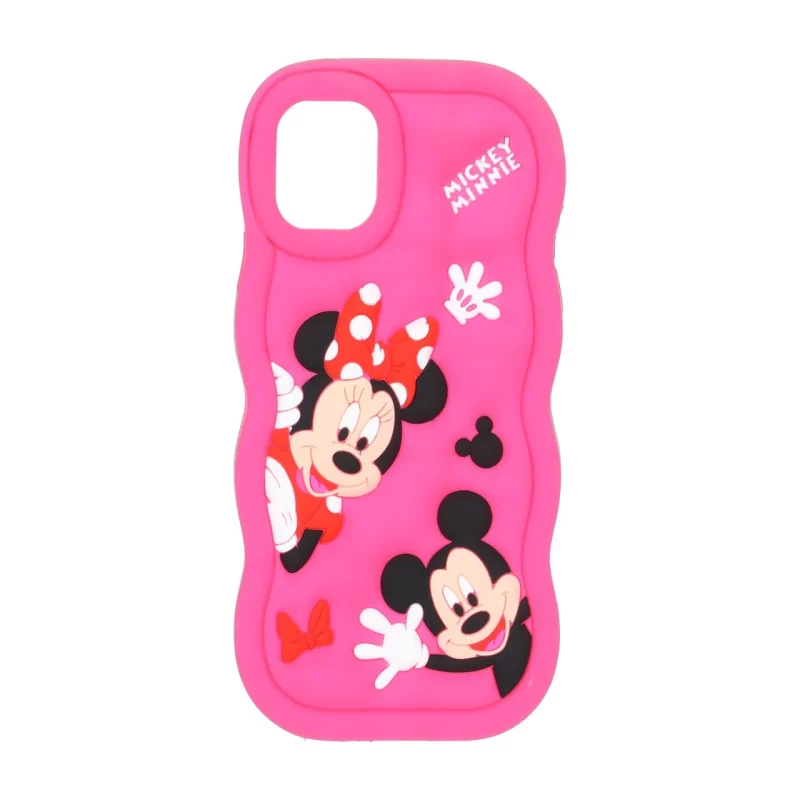 قاب سیلیکونی کنگره ای Mickey Minnie برجسته فانتزی Apple iPhone 11 - سرخابی - تصویر 2