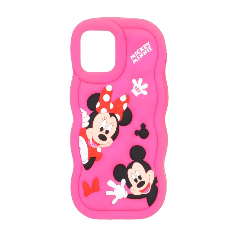 قاب سیلیکونی کنگره ای Mickey Minnie برجسته فانتزی Apple iPhone 12 Pro / iPhone 12 - سرخابی - تصویر 2
