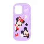 قاب سیلیکونی کنگره ای Mickey Minnie برجسته فانتزی Apple iPhone 13 Pro Max - بنفش روشن
