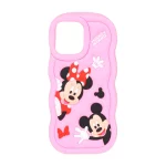 قاب سیلیکونی کنگره ای Mickey Minnie برجسته فانتزی Apple iPhone 13 Pro Max - صورتی