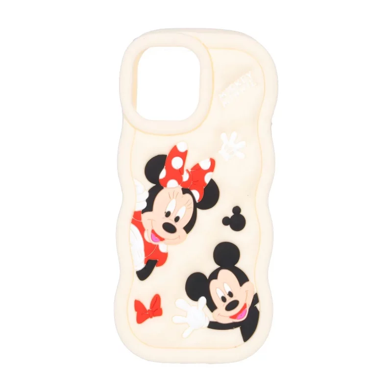 قاب سیلیکونی کنگره ای Mickey Minnie برجسته فانتزی Apple iPhone 15 / iPhone 14 / iPhone 13 - کرم - تصویر 2