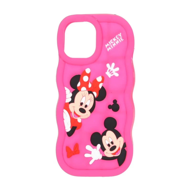 قاب سیلیکونی کنگره ای Mickey Minnie برجسته فانتزی Apple iPhone 15 / iPhone 14 / iPhone 13 - سرخابی - تصویر 2