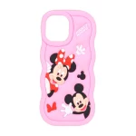 قاب سیلیکونی کنگره ای Mickey Minnie برجسته فانتزی Apple iPhone 15 / iPhone 14 / iPhone 13 - صورتی