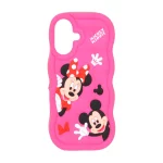 قاب سیلیکونی کنگره ای Mickey Minnie برجسته فانتزی Apple iPhone 16 - سرخابی