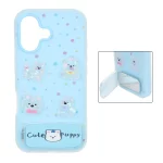 قاب Cute Puppy دولایه عروسک برجسته استندشو آینه ای Apple iPhone 16 - آبی