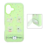 قاب Cute Puppy دولایه عروسک برجسته استندشو آینه ای Apple iPhone 16 - سبز