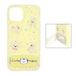 قاب Cute Puppy دولایه عروسک برجسته استندشو آینه ای Apple iPhone 13 / iPhone 14 - زرد