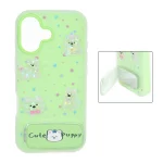 قاب Cute Puppy دولایه عروسک برجسته استندشو آینه ای Apple iPhone 17 - سبز