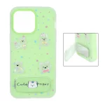 قاب Cute Puppy دولایه عروسک برجسته استندشو آینه ای Apple iPhone 14 Pro Max - سبز