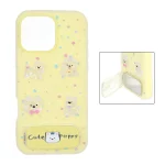 قاب Cute Puppy دولایه عروسک برجسته استندشو آینه ای Apple iPhone 16 Pro Max - زرد