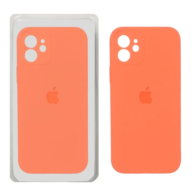 قاب سیلیکونی پاک کنی محافظ لنزدار اورجینال Apple iPhone 12 - نارنجی تیره (پک اصلی) - تصویر 2