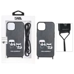 قاب اورجینال Karl چرمی با بند آویز گردنی Apple iPhone 13 / iPhone 14 - خاکستری (پک دار)