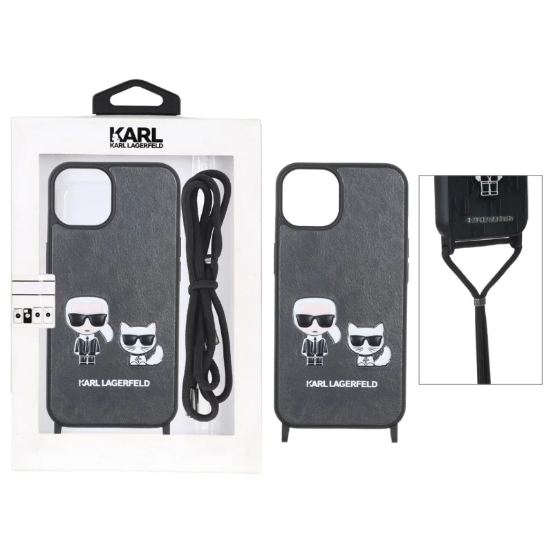 قاب اورجینال Karl چرمی با بند آویز گردنی Apple iPhone 13 / iPhone 14 - خاکستری (پک دار) - تصویر 2