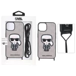 قاب اورجینال Karl چرمی با بند آویز گردنی Apple iPhone 13 / iPhone 14 - خاکی (پک دار)