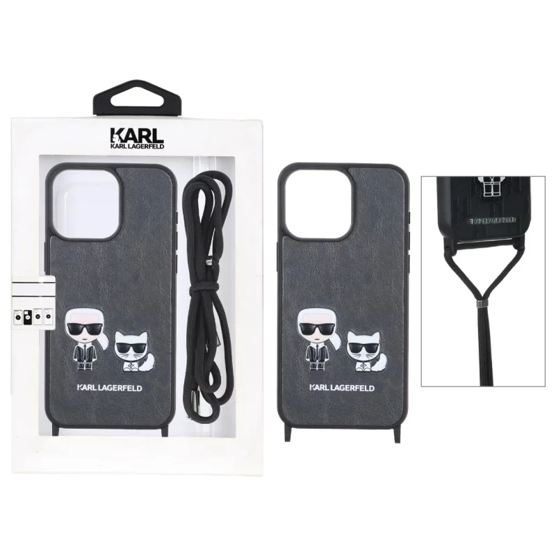 قاب اورجینال Karl چرمی با بند آویز گردنی Apple iPhone 15 Pro Max - خاکستری (پک دار) - تصویر 2