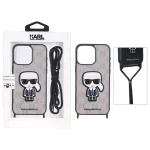 قاب اورجینال Karl چرمی با بند آویز گردنی Apple iPhone 15 Pro Max - خاکی (پک دار)