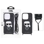 قاب اورجینال Karl چرمی با بند آویز گردنی Apple iPhone 15 Pro - مشکی (پک دار)