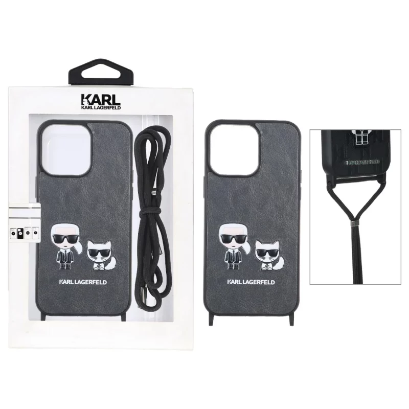 قاب اورجینال Karl چرمی با بند آویز گردنی Apple iPhone 14 Pro Max - خاکستری (پک دار) - تصویر 2